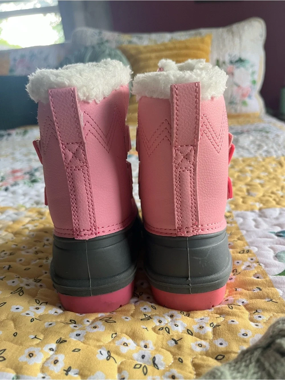 Cat & Jack Pink and Gray Toddler Snow Boots